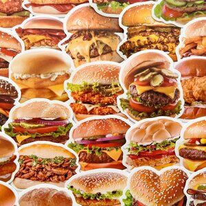50 Hamburger Chicken Sandwich Food Sticker Pack